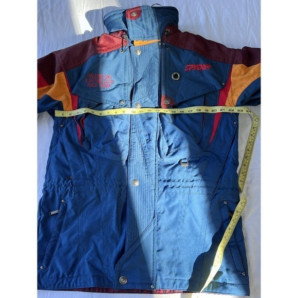 VTG Spyder Ski Coat Jacket Blue Red SM Snowboard Heavy Zip Lining Hood Gorpcore - Picture 11 of 15